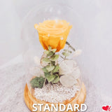 Beauty & The Beast - Preserved Roses in Glass Cloche - Light Shine Bright (Yellow)