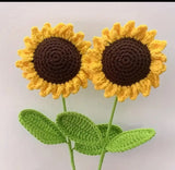 Yarn Sunflower - Brighten up your day with our sunny yarn knitted sunflower. With its vibrant colors and cheerful design, this knitted flower adds a cheerful vibe to any room. Place it on a shelf, desk, or windowsill to instantly lift your spirits.
