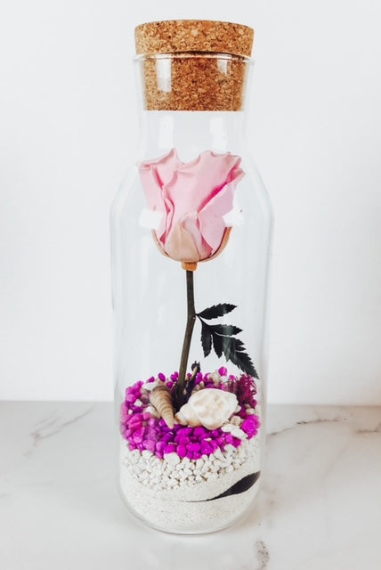 Rose in a Bottle - Preserved Flowers in Corked Bottle