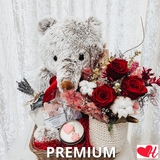 Big Bear w/ Medium Preserved Rose Arrangement - Gift Pack
