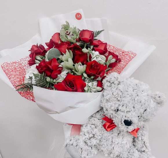 Valentines Day Special Pack - Premium Bouquet & Bear