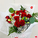 Dozen Roses - Passion Red - Hand-Tied Bouquet