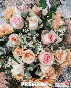 Peaches and Cream - Flowers & Cash - Hand-Tied Bouquet