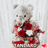 Big Bear w/ Medium Preserved Rose Arrangement (Deluxe) - Gift Pack