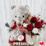 Big Bear w/ Medium Preserved Rose Arrangement (Premium) - Gift Pack