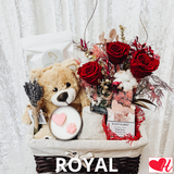 Love Bear w/ Medium Preserved Rose Arrangement (Premium) - Gift Pack