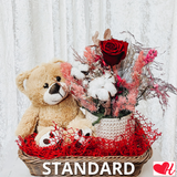 Love Bear w/ Medium Preserved Rose Arrangement - Gift Pack