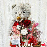 Big Bear w/ Medium Preserved Rose Arrangement - Gift Pack