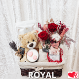 Love Bear w/ Medium Preserved Rose Arrangement (Deluxe) - Gift Pack