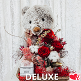 Big Bear w/ Medium Preserved Rose Arrangement - Gift Pack